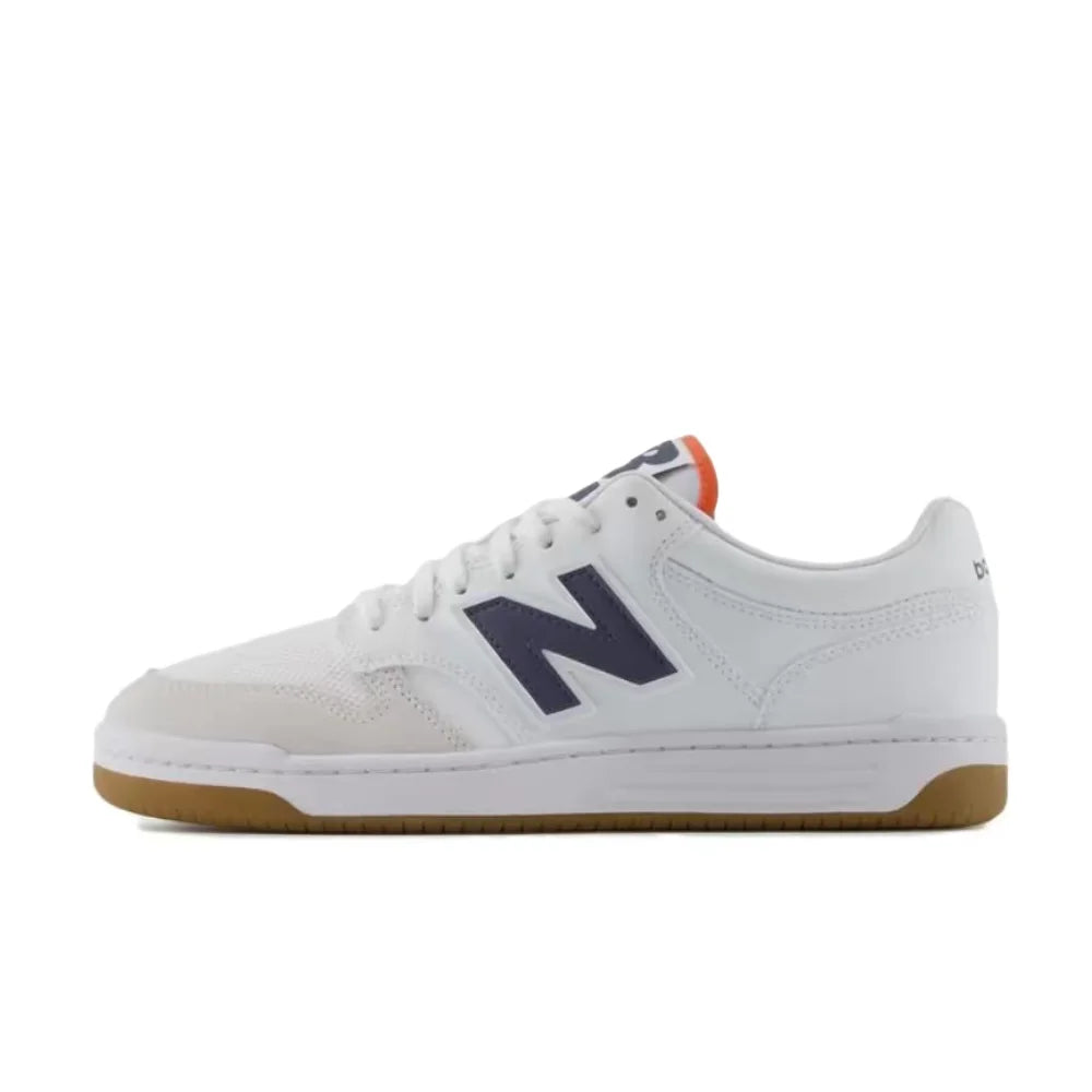 New Balance NB480 Unisex Low-Top Sneakers – White/Blue, Synthetic Leather, Soft, Comfortable & Durable BB480PEN