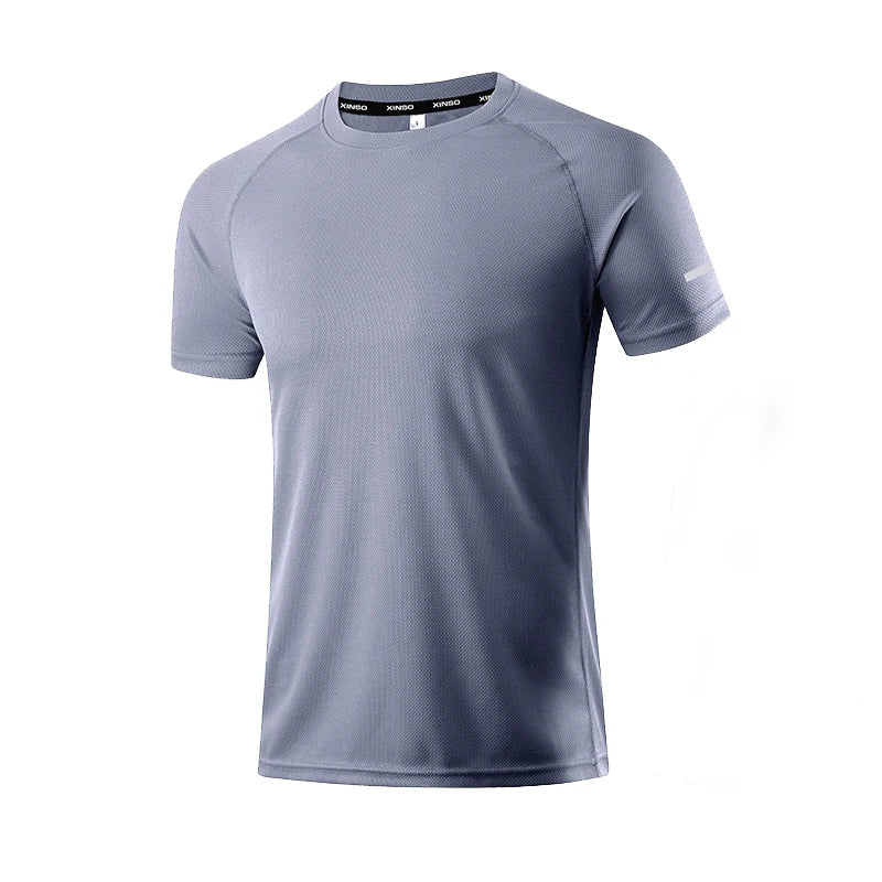 Men's Running Shirts Soccer Jerseys Reflective Sport T-Shirts Quick Dry Athletic Jogging Tops Gym Fitness Workout Sportswear