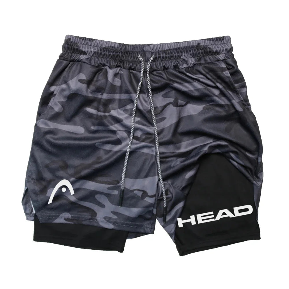 Anime Berserk Head Running Shorts Fitness Gym Training 2 in 1 Sports Quick Dry Workout Jogging Double Deck Summer