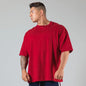 Cotton Gym Shirt Sport T Shirt Men Short Sleeve Running Shirt Men Workout Training Tees Fitness Loose large size M-XXXL