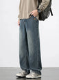 American Retro Straight Jeans Men Streetwear Loose Baggy Wide Leg Denim Pants Male Casual Trousers