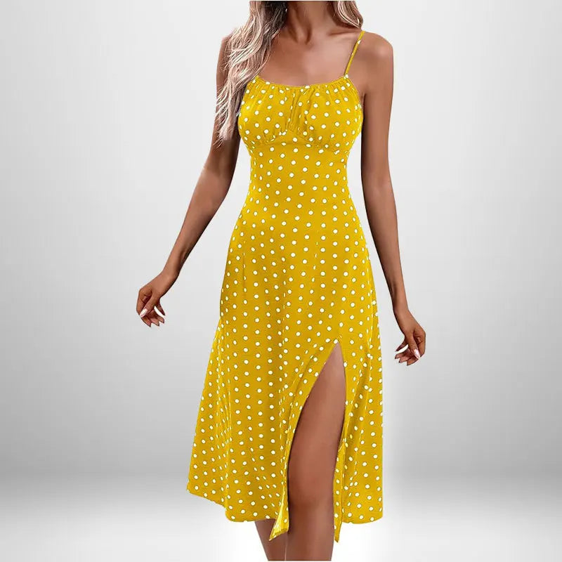Women Elegant Floral Beach Vacation Streetwear Sexy Low Cut Beach Party Slim Slit Dress Chic Bodycon Lady Sleeveless Vestidos