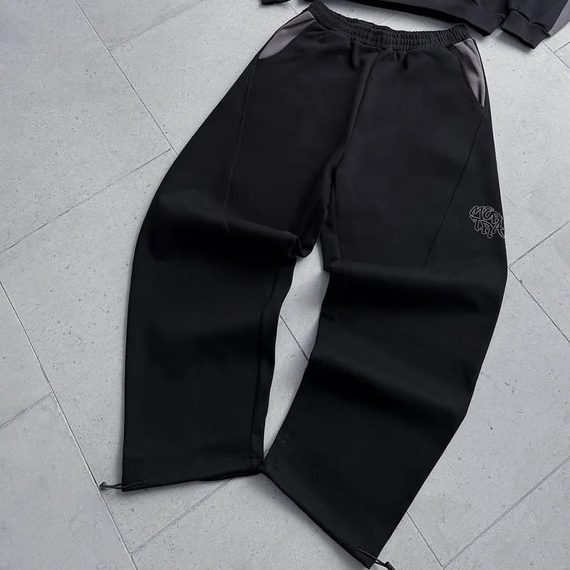 Autumn and Winter New Trendy Men's and Women's High Street Japanese Casual Sports Letter Hooded Sweatshirt and Pants Set