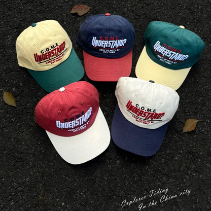 Street Color Blocked Duck Tongue Hat Looks Small, soft Top, wide Brim, deep Top, letter Baseball Cap for Men and Women