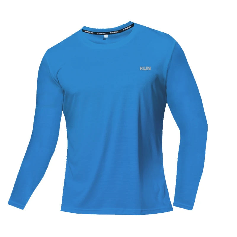 Summer Ice Silk Long Sleeve T-Shirt Men New Quick Dry Breathable Air Conditioning Outdoor Sun Protection Running Outer Wear