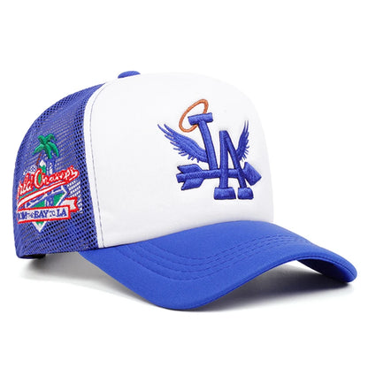 Baseball Hat LA Wings Embroidered Hip Hop Hat Outdoor Daily Leisure Sunshade Hat Male Female Flat Edge Mesh Hat