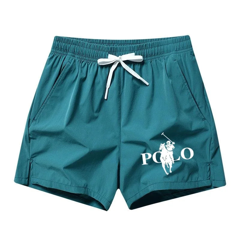 Summer Ice Silk Quick Drying Beach Shorts for Men's Slim Fit Running, Swimming, Fitness, Breathable Shorts