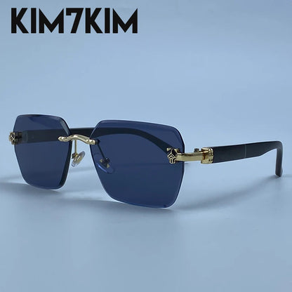 Square Rimless Photochromic Sunglasses Men Vintage Sun Glasses Luxury Designer Shades Male Cut Lenses Frameless Eyewear