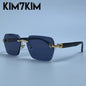 Square Rimless Photochromic Sunglasses Men Vintage Sun Glasses Luxury Designer Shades Male Cut Lenses Frameless Eyewear