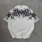 Cyberpunk Gothic T Shirt Edgy Thorn Texture Print Pure Cotton Streetwear Fashion Graphic Tee Urban Style Comfortable Fit