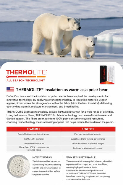 Thermolite® All Season Thermal Hoodie Unisex Lightweight Quick Dry Pullover Sweatshirt Breathable Winter Mid Layer Activewear