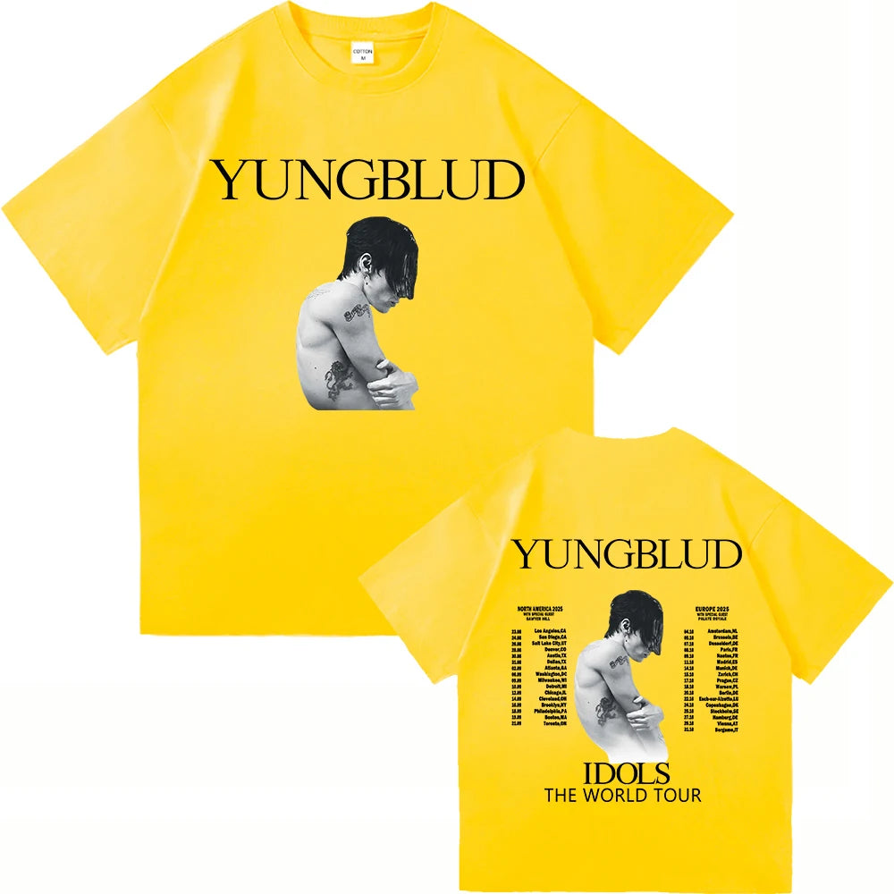 Yungblud Idols World Tour T Shirt New Fashion Men/Women Hip Hop Aesthetic Wings T-shirt High Quality Cool Cotton Tees Shirts