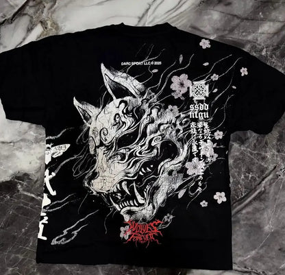 Skull letter print comfortable and breathable round neck T-shirt