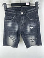 3006 Summer New Men's Jeans Washed Ripped Patch Paint Slim-fit Micro-elastic Denim Shorts Men's Black