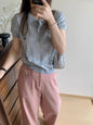 Summer Slim Polo shirt Knitted Short Sleeve T-shirt Sweet Bow Embroidered Knitted  Women Tops