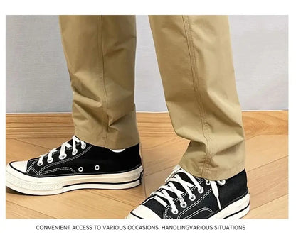 Summer Thin Cargo Pants Men Casual Tapered Trousers with Zipper Pockets Quick Dry Streetwear Pants for Outdoor Daily Wear S-3XL