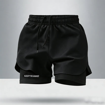 Men's quick drying and breathable 2-in-1 running shorts with built-in lining suitable for exercise jogging and marathon running