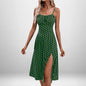 Women Elegant Floral Beach Vacation Streetwear Sexy Low Cut Beach Party Slim Slit Dress Chic Bodycon Lady Sleeveless Vestidos
