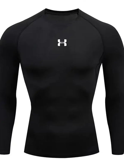 Men's Tight Fitting Long Sleeved Shirt, Quick Drying Muscle Fitting Sports Top, for Exercise Training, Fitness Running, Fit