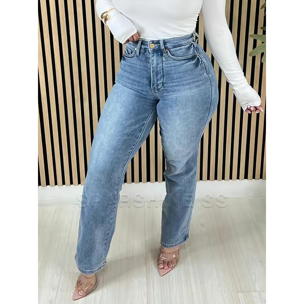 High Waisted Skinny Flare Jeans for Women Tummy Control Butt Lift Stretch Denim Pants Sexy Slimming Straight Leg with Pockets