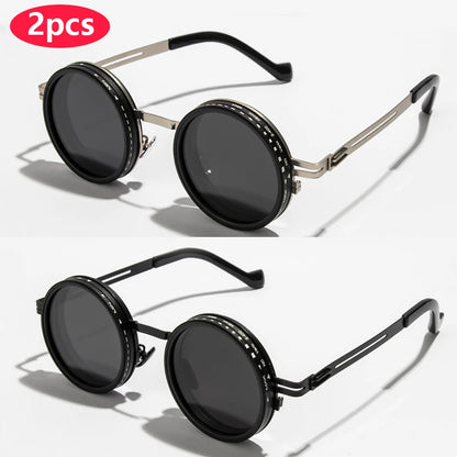 Polarized ND9 Adjustable Dimming Sun Glasses Men Women Round Sunglasses Retro Punk Men's Fishing Eyeglasses Outdoor Shades UV400