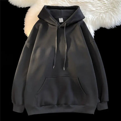 Oversize Hoodie Sweatshirt Pure Color Fleece Lined Couple Style High Quality Green Heavyweight Hooded Jacket for Men And Women