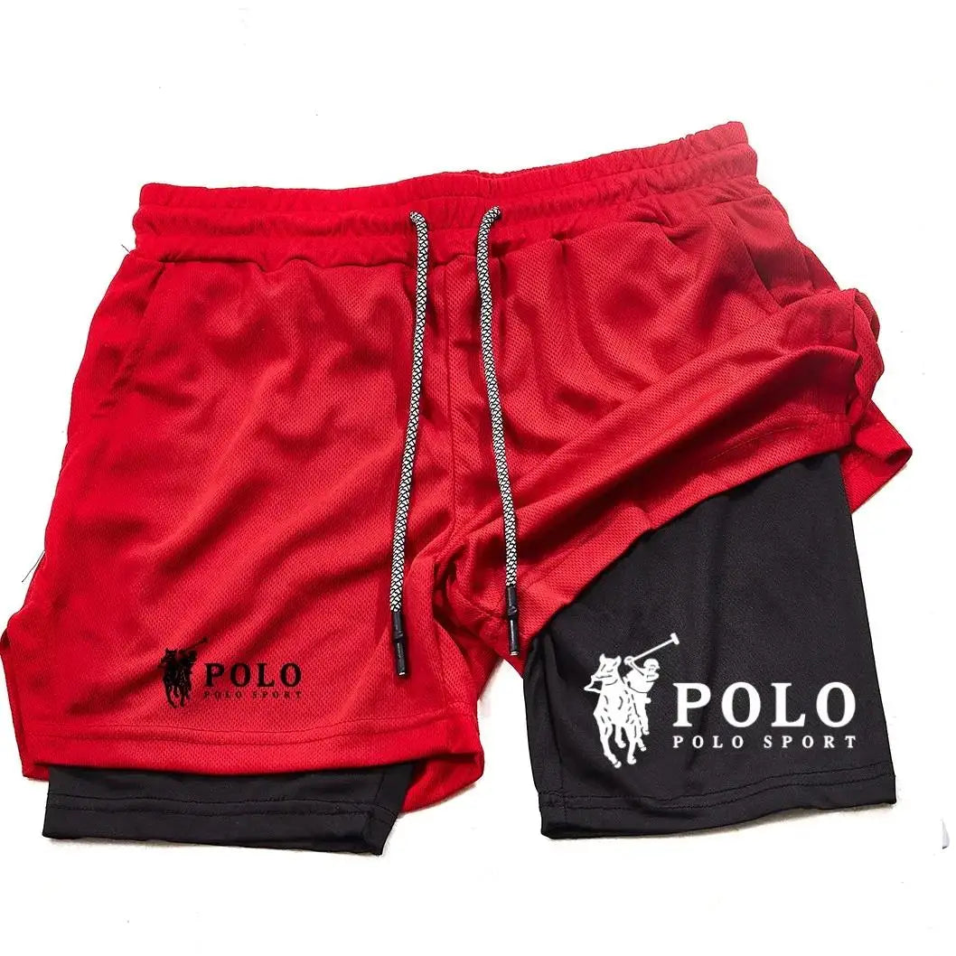 Quick Dry Beach Shorts Printed Double Layer 2-in-1 Fitness Training Sports Boardshorts