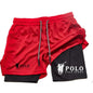 Quick Dry Beach Shorts Printed Double Layer 2-in-1 Fitness Training Sports Boardshorts