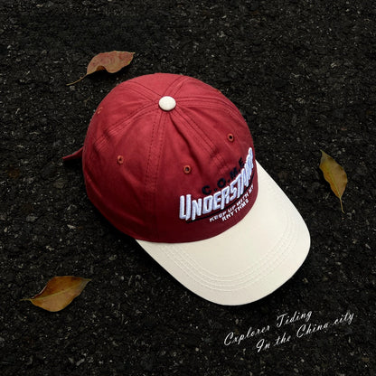 Street Color Blocked Duck Tongue Hat Looks Small, soft Top, wide Brim, deep Top, letter Baseball Cap for Men and Women