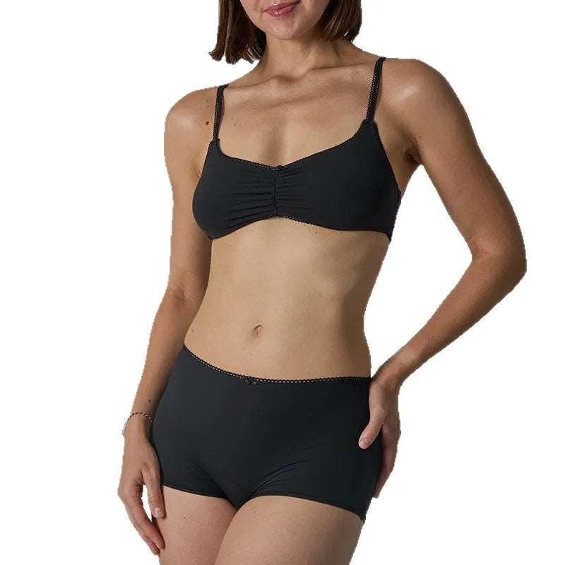 Lace Bra Set Skin-like High Elastic Breathable Women's Underwear Large Chest Small Appearance Innerwear Panties Set