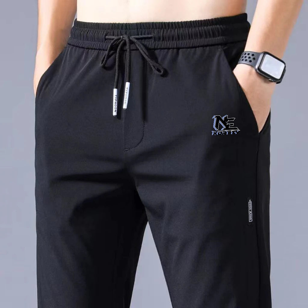 Summer men's ice silk quick drying casual pants slim fit version ice silk pants sports pants straight tube quick drying