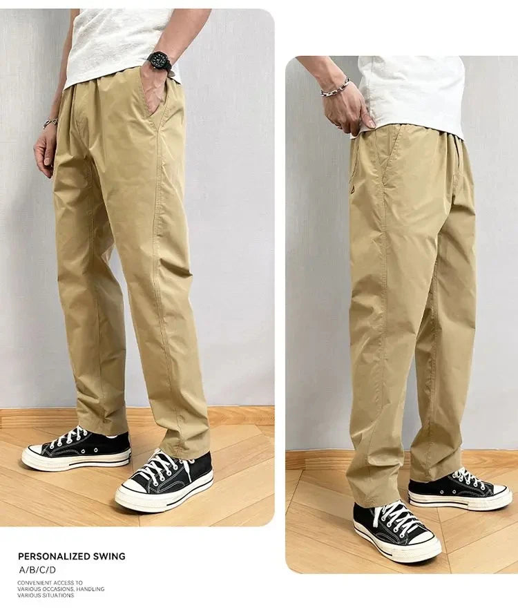 Summer Thin Cargo Pants Men Casual Tapered Trousers with Zipper Pockets Quick Dry Streetwear Pants for Outdoor Daily Wear S-3XL
