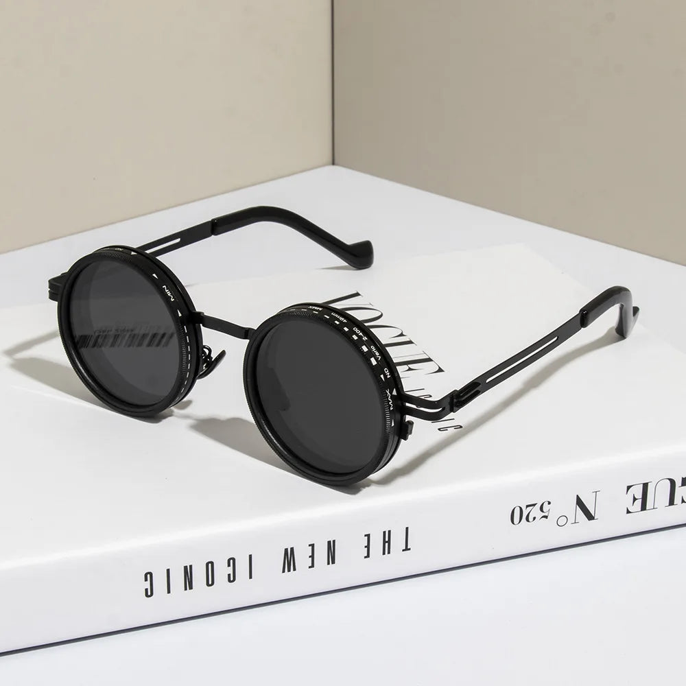 Polarized ND9 Adjustable Dimming Sun Glasses Men Women Round Sunglasses Retro Punk Men's Fishing Eyeglasses Outdoor Shades UV400