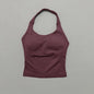 Histello Longline Strappy Top Women Sports Tank Halter Seamless Ruched Backless Gym Activewear Workout Yoga Fitness Tops