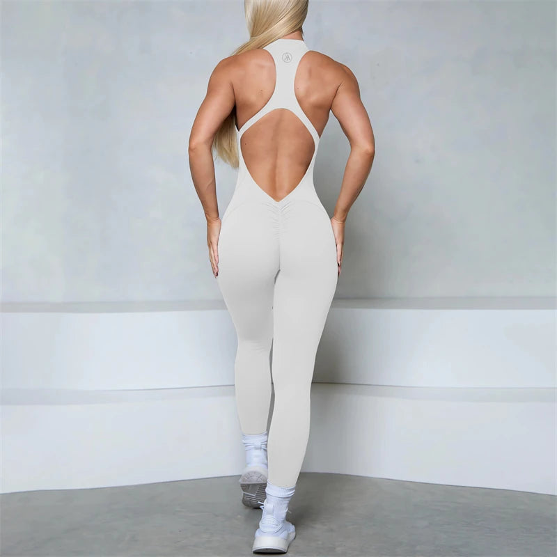 Allure The Brand Zipper Women Tracksuit Yoga Set One Piece Jumpsuit Workout Scrunch Legging Rompers Sport Gym Active Suit