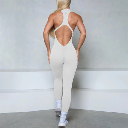 Allure The Brand Zipper Women Tracksuit Yoga Set One Piece Jumpsuit Workout Scrunch Legging Rompers Sport Gym Active Suit