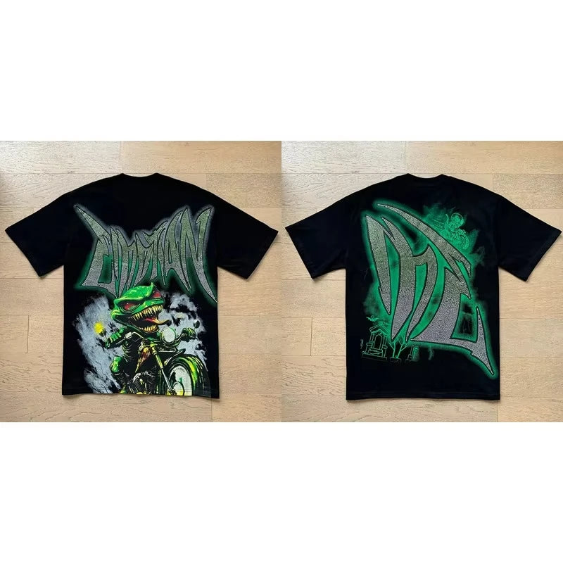 Unisex Couple Street Style Angel Print Summer Top Round Neck Short Sleeve T-Shirt