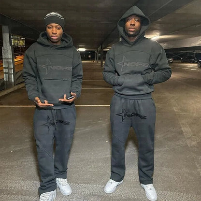 Harajuku Hoodies Men Y2k Hip Hop letter Graphic Print Hooded Sweatshirt Punk Rock Oversized Pullovers Baggy Sweatpants Suits