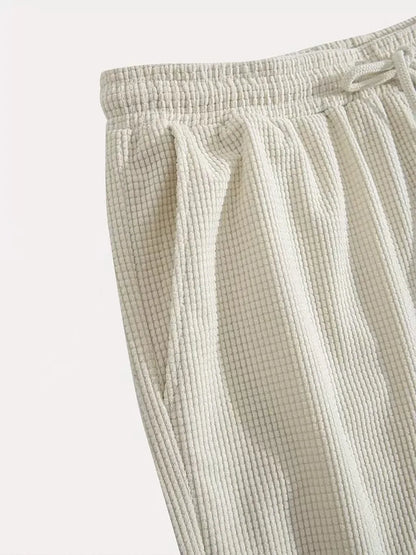 Summer Men's Waffle Texture Casual Sports Beach Shorts Quick Dry Trendy Versatile Bermuda Shorts Streetwear Lightweight