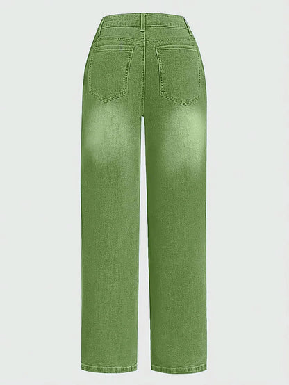New Women's Multi-Button Wide Leg Casual Jeans - High-Quality Denim Pants for Stylish Comfort