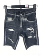 3006 Summer New Men's Jeans Washed Ripped Patch Paint Slim-fit Micro-elastic Denim Shorts Men's Black