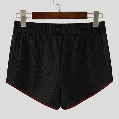 Ribbed Athletic Shorts High Waist Contrast Trim Bodybuilding Gym Shorts Summer Quick Dry Workout Short Pants Fitness Short