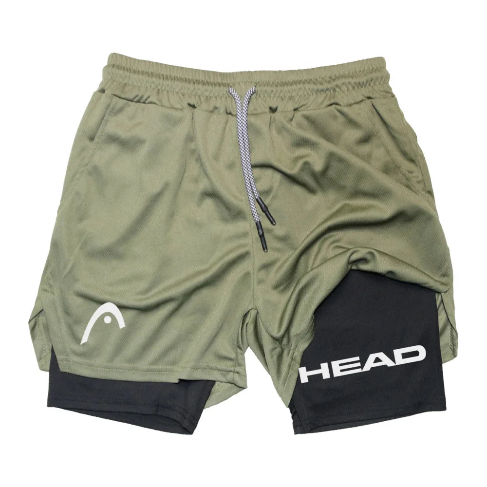 Anime Berserk Head Running Shorts Fitness Gym Training 2 in 1 Sports Quick Dry Workout Jogging Double Deck Summer