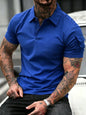 Soft Breathable Pocket Short Sleeve For Man Summer Loose Solid Polo Shirt New Fashion Daily Streetwear Sport Basic T-Shirt