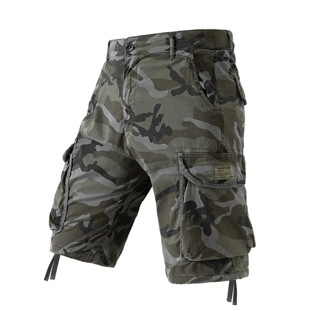 Men's Camo Cargo Shorts Outdoor Multi-Pocket Cotton Casual Shorts Summer Half Pants Breathable Shorts