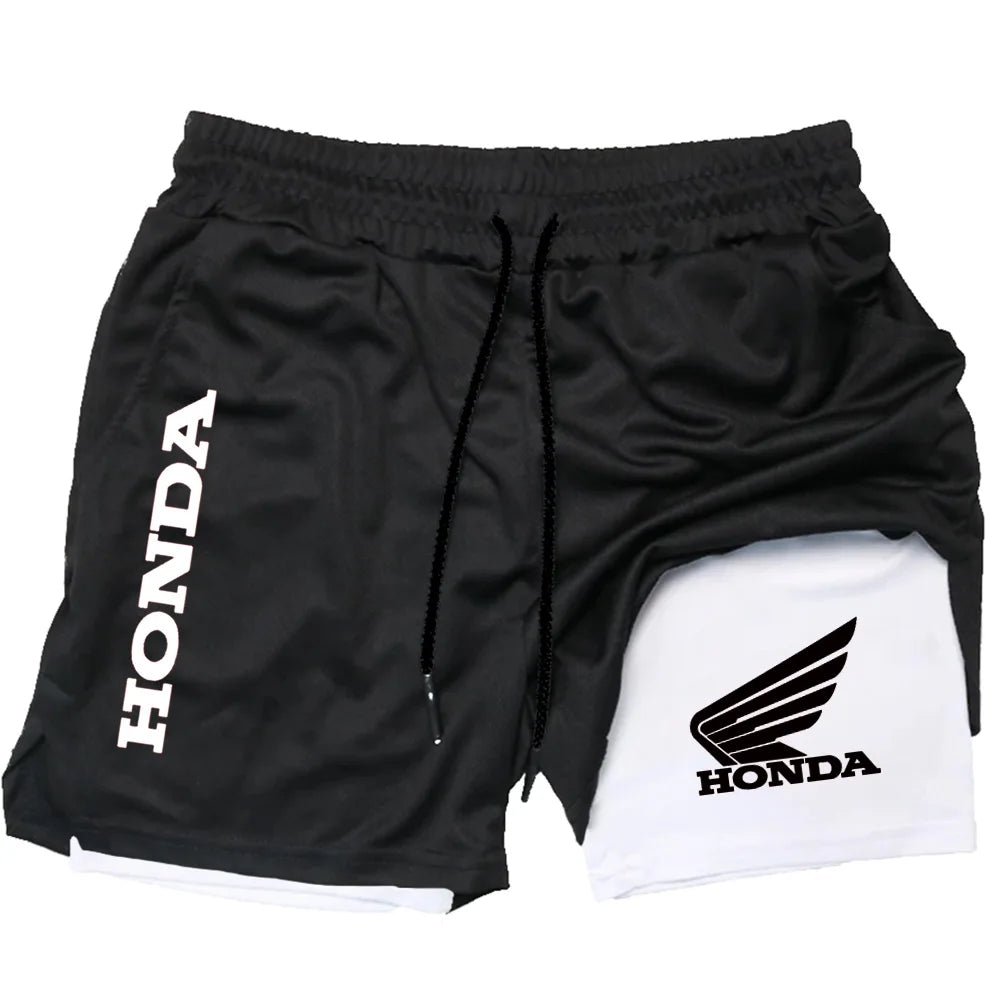 Profashion x Honda Summer Shorts Are For Men's 2-in-1 Sports, Gym Workouts, Running And Quick-Drying Breathable Mobile Phone Pockets