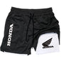 Profashion x Honda Summer Shorts Are For Men's 2-in-1 Sports, Gym Workouts, Running And Quick-Drying Breathable Mobile Phone Pockets