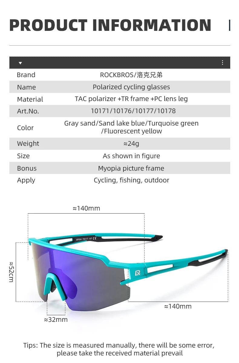 ROCKBROS Cycling Glasses Polarized UV400 Protection Bicycle Sunglasses Men Women Photochromic MTB Road Bicycle Goggles Eyewear