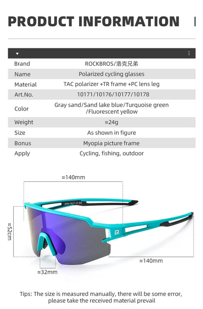 ROCKBROS Cycling Glasses Polarized UV400 Protection Bicycle Sunglasses Men Women Photochromic MTB Road Bicycle Goggles Eyewear
