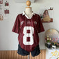 Women's New No.8 Oversized Short sleeved T-shirt Leisure Sports Jersey Letter Printed Polo Shirt